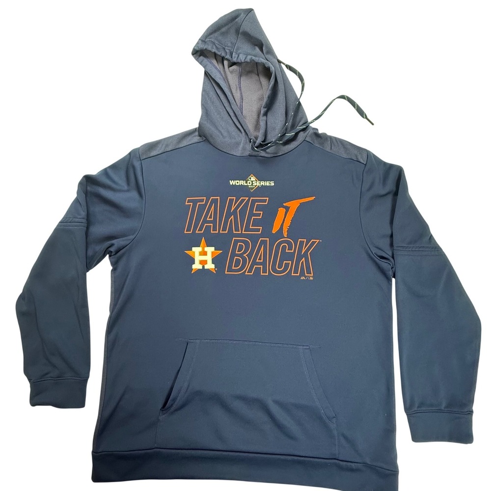 Majestic Houston Astros 2019 World Series Take It Back Hoodie Mens XL Navy Blue
